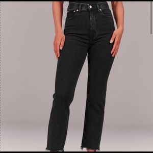 Abercrombie ultra high rise ankle straight black jeans